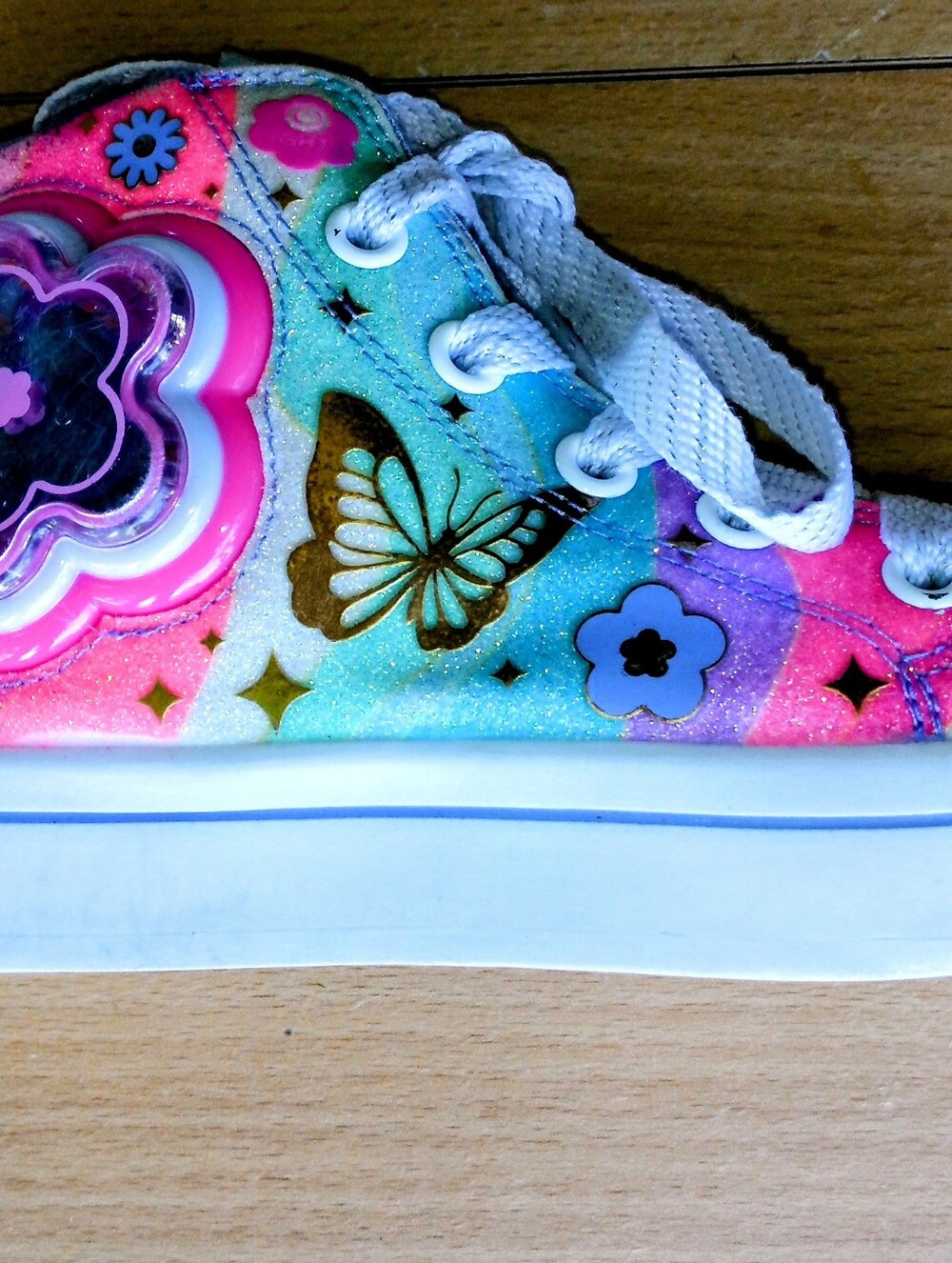 Kids Sparkle Butterfly Lace-Up Sneakers - Multicolor